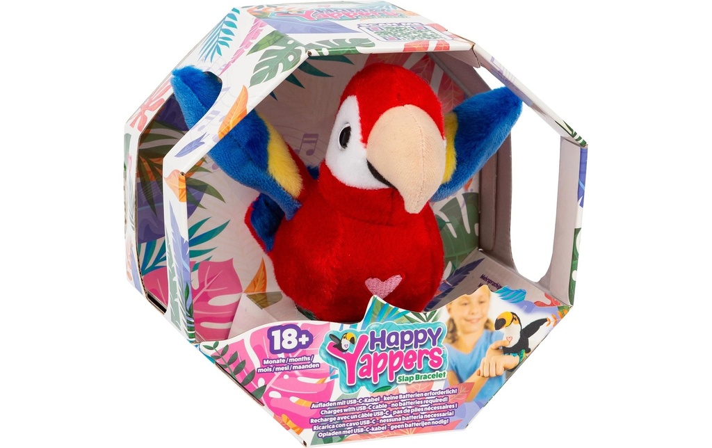 Max Bersinger Peluche Happy Yappers Perroquet rouge