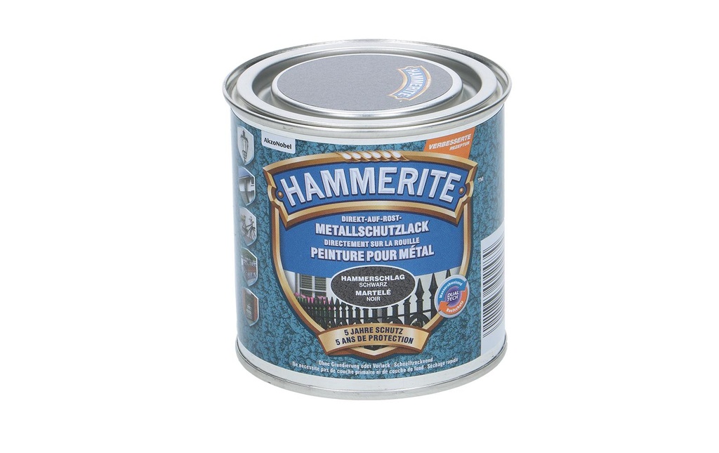 Hammerite Vernis de protection pour métal HS Noir, 250 ml