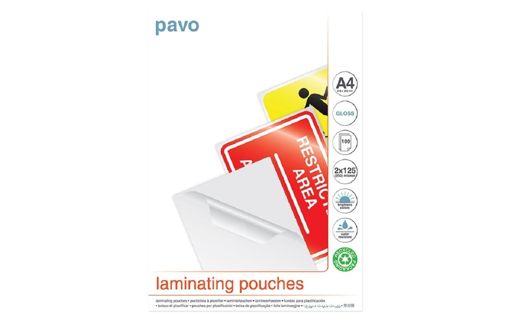Pavo Film laminé A4, 125 µm, 100 Pièce/s, brillant