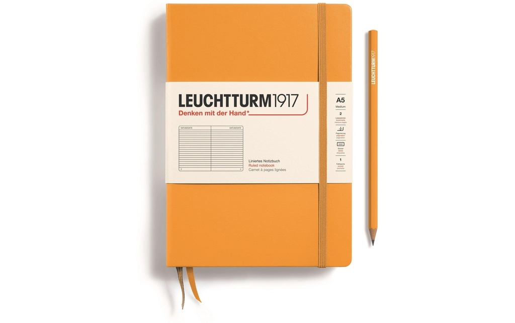 Leuchtturm Bloc-notes Medium A5, À lignes, Orange