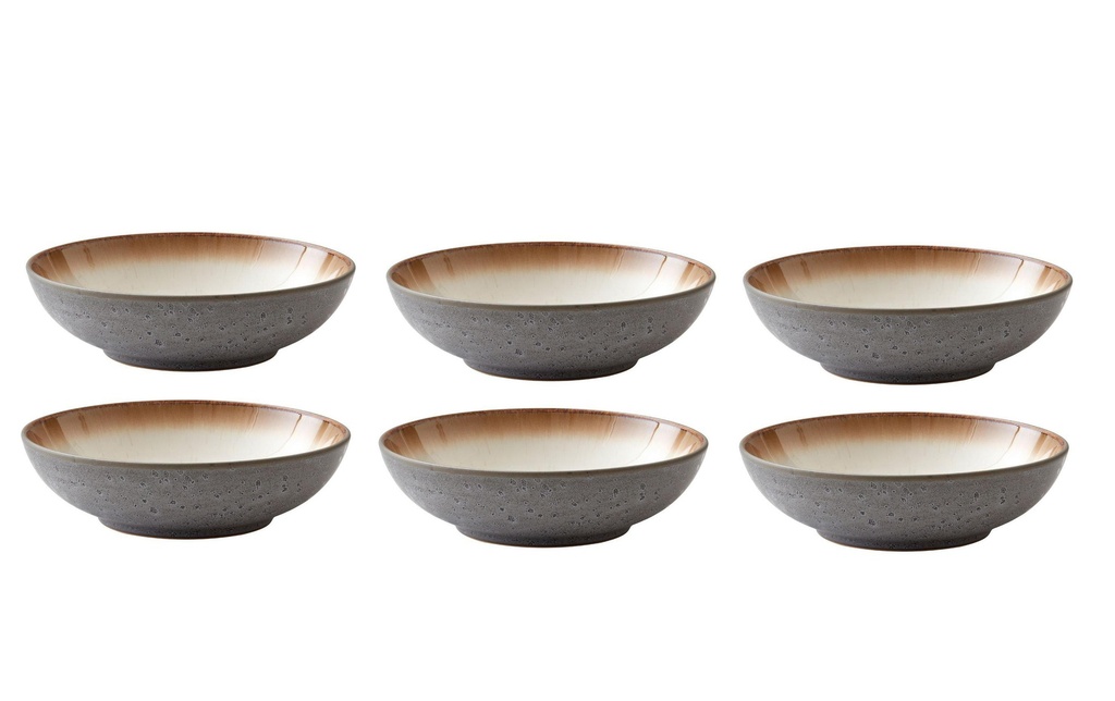 Bitz Assiette de soupe et de pâtes Ø 20 cm, 6 Pièce/s, Gris/Crème
