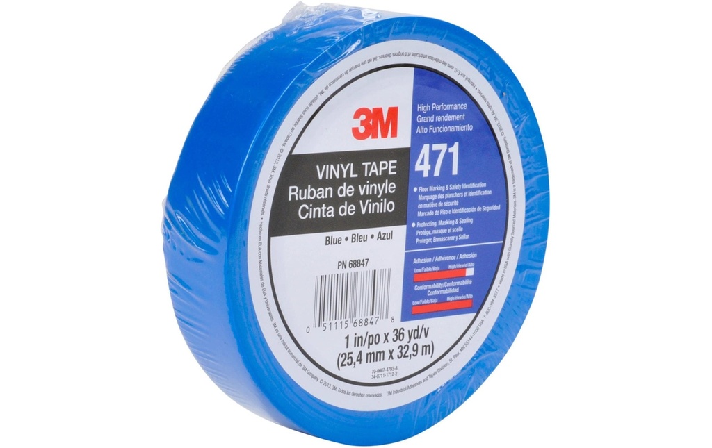 3M Ruban adhésif Vinyle 471 51 mm x 32.9 m, Bleu