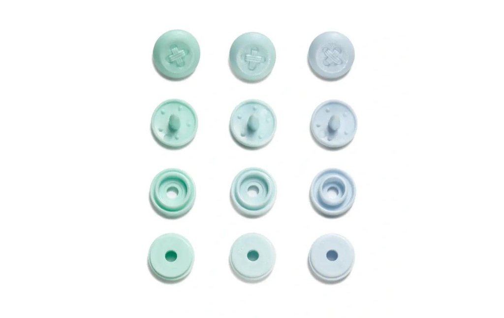 Prym Boutons poussoirs Boutons de couleur Bleu clair, Ø 9 mm, 36 pièces