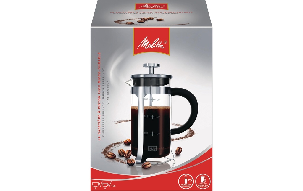 Melitta Cafetière Inox Glas 1 l, Argenté