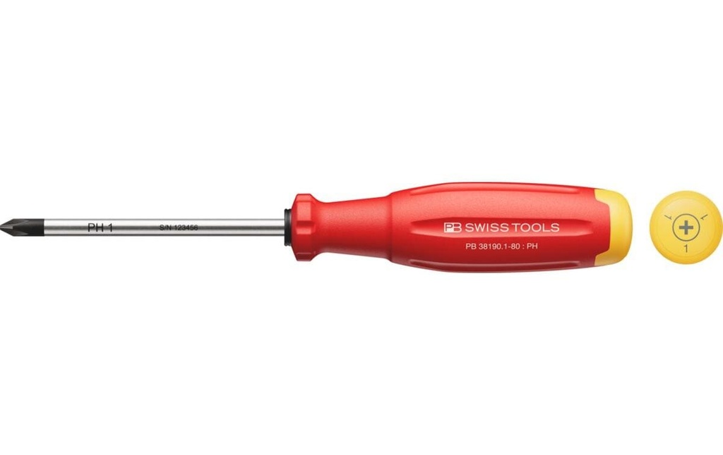PB Swiss Tools Tournevis 38190 SwissGrip Evo PH 1 x 80 mm