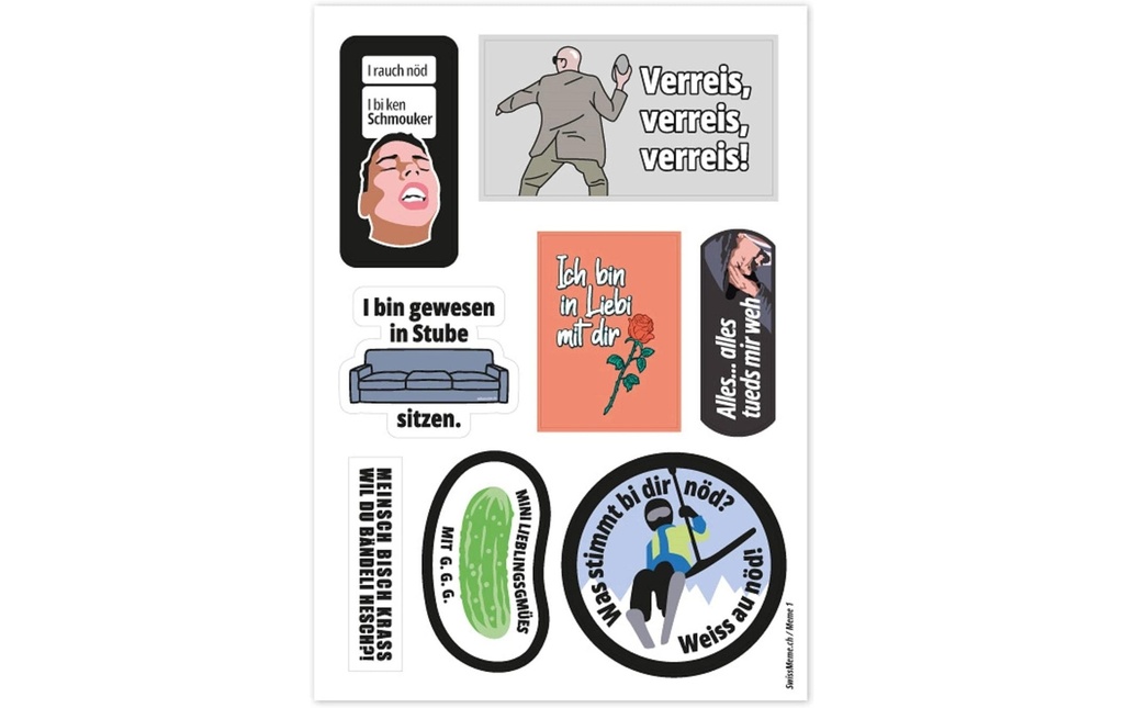 Swissmeme Articles de farces et attrapes Planche d'autocollants Meme 1, 10.5 x 14.8 cm