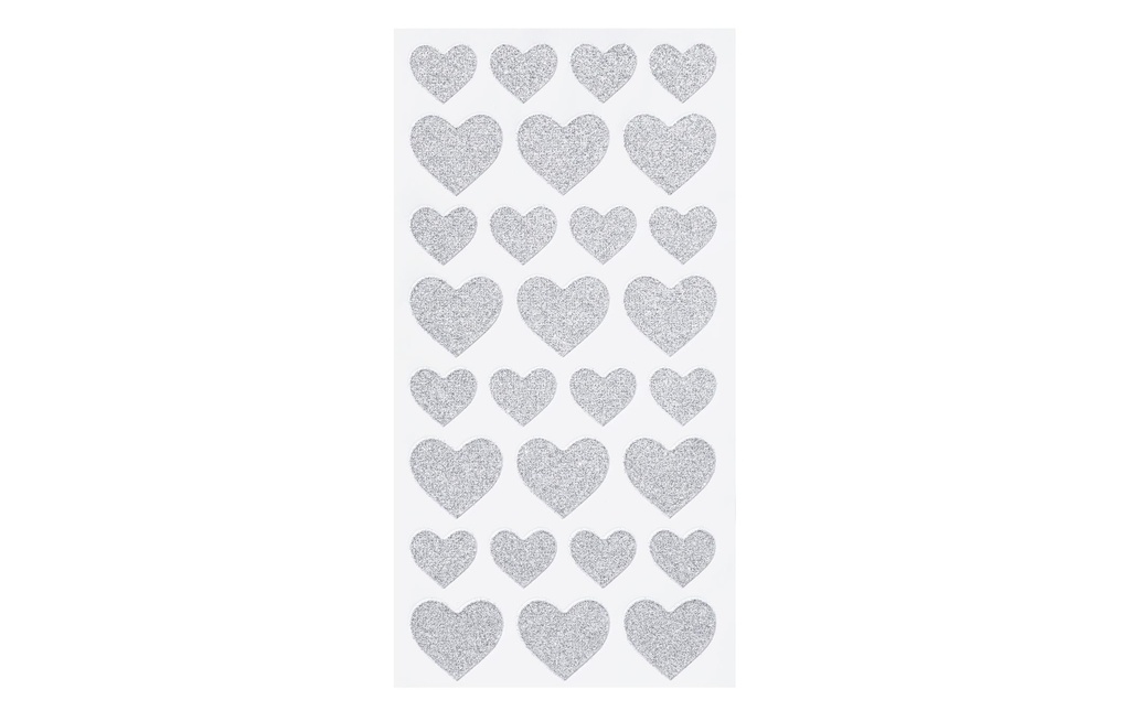 HobbyFun Autocollants à paillettes Coeurs argent 1 Pièce/s