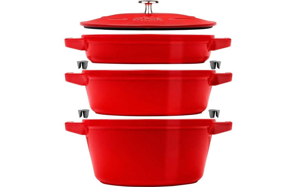 Staub Rôtisseur Cocotte 4 pièces, 24 cm, Rouge cerise, 9 l