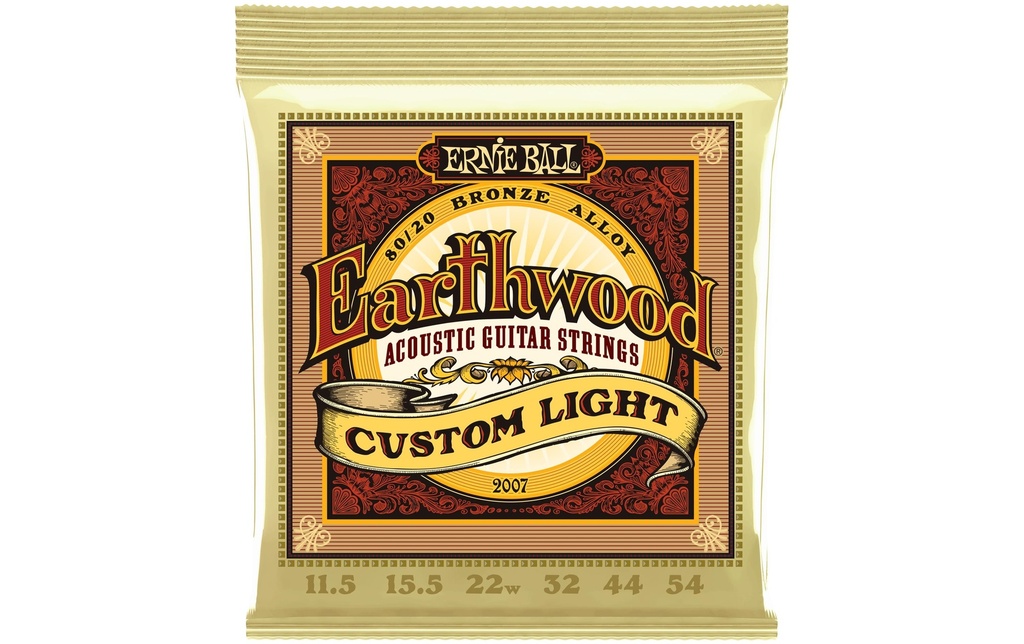 Ernie Ball Cordes de guitare 2007 Earthwood Bronze – Custom Light 11.5-54