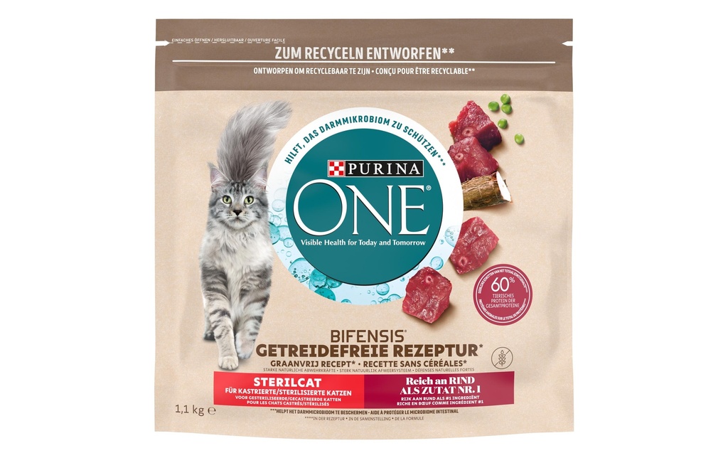 Purina ONE Alimentation sèche Grain Free Adult Bœuf, 1.1 kg
