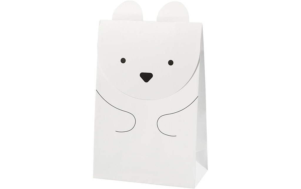 Creativ Company Sachet cadeau Ours polaire 6 x 12 x 18 cm, 6 pièces, Blanc