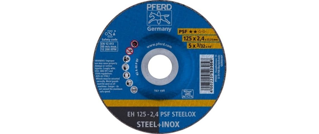 Pferd Disque à tronçonner EH 125 x 2.4 x 22.23 mm coudé