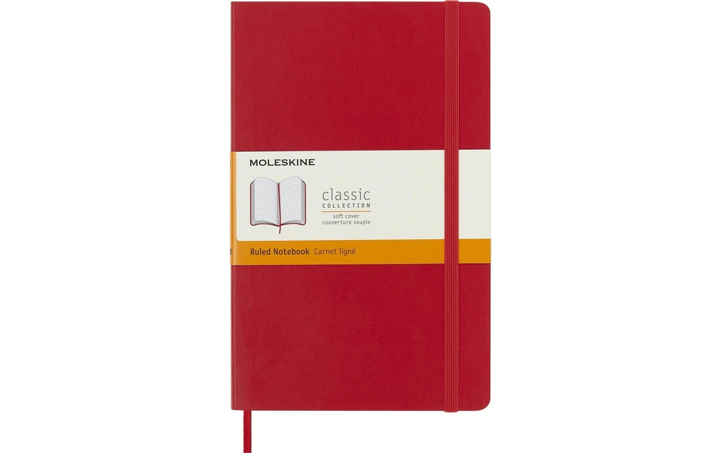 Moleskine Bloc-notes Classic A5 Couverture souple, 192 pages, rouge écarlate