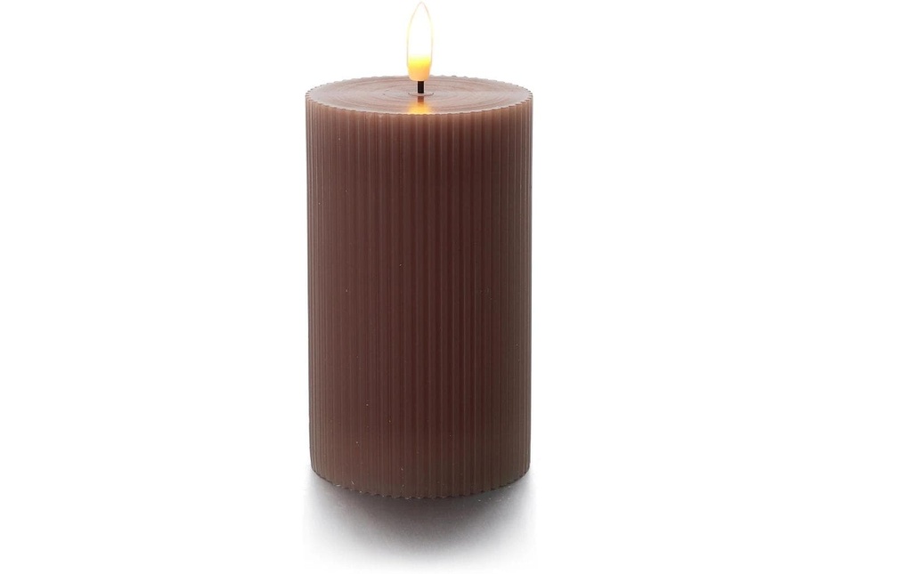 balthasar Bougie cylindrique LED Rainures, marron