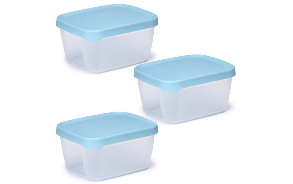 alpina Set de boîtes à provisions 3 pièces 0.9 l, Bleu/Transparent