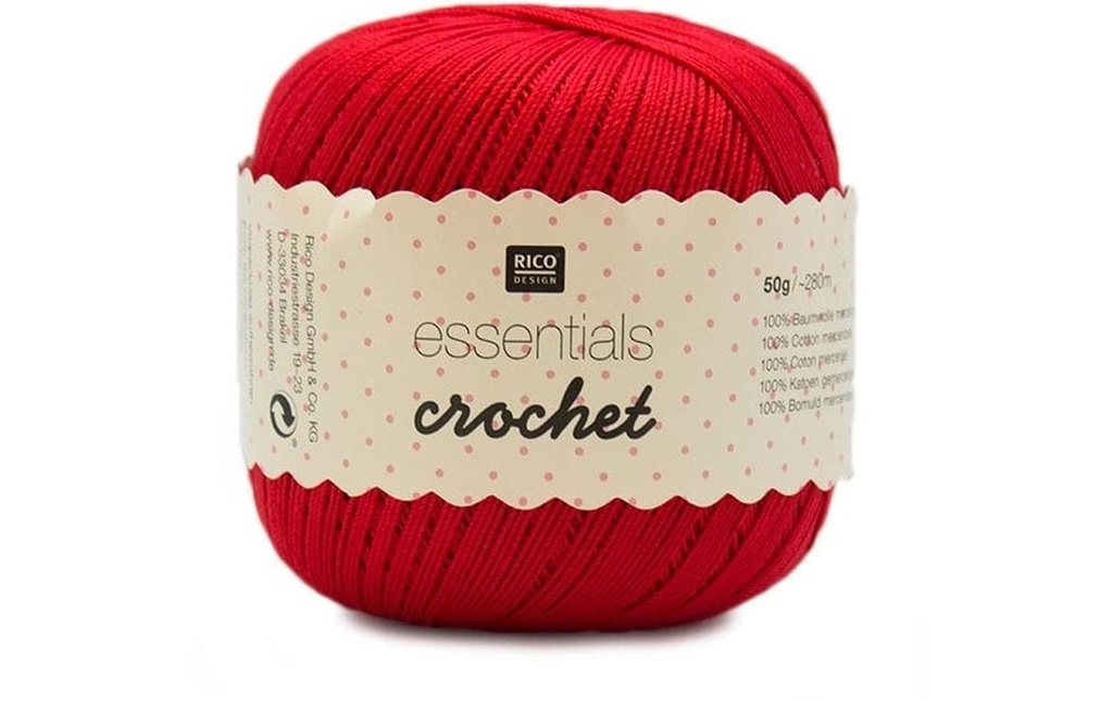 Rico Design Fil à crochet et à tricoter Essentials Crochet 50 g, Rouge