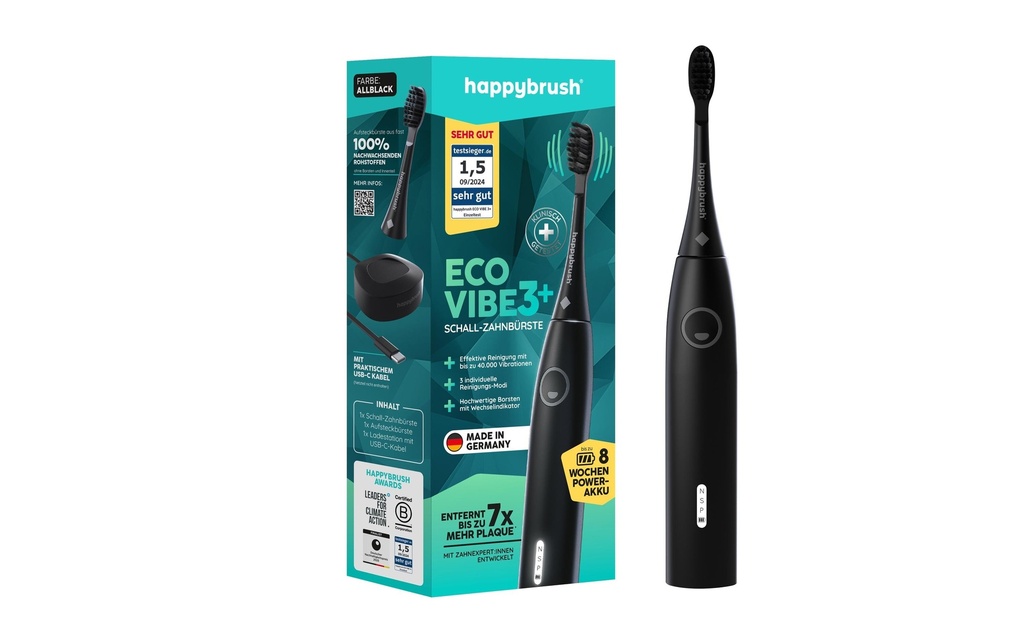 happybrush Brosse à dents sonique StarterKit Eco Vibe 3+ Black Black