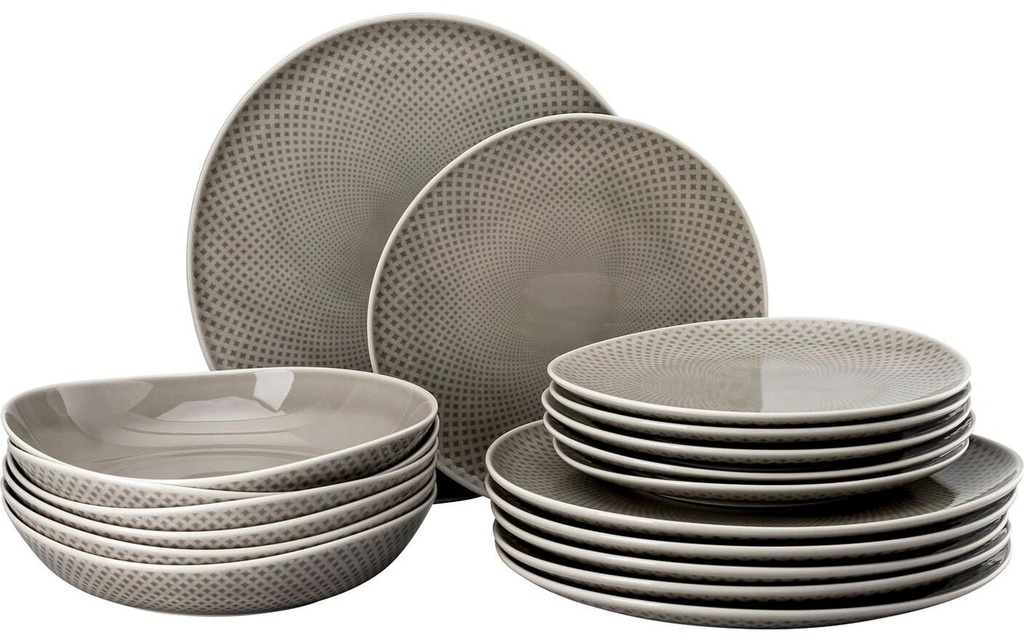 Rosenthal Assiette non décorative Junto Pearl Grey, set de 18 pièces