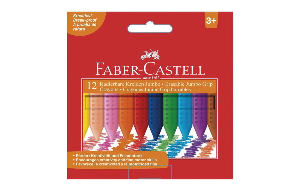 Faber-Castell Crayon gras de couleur Jumbo Grip 12 pièces