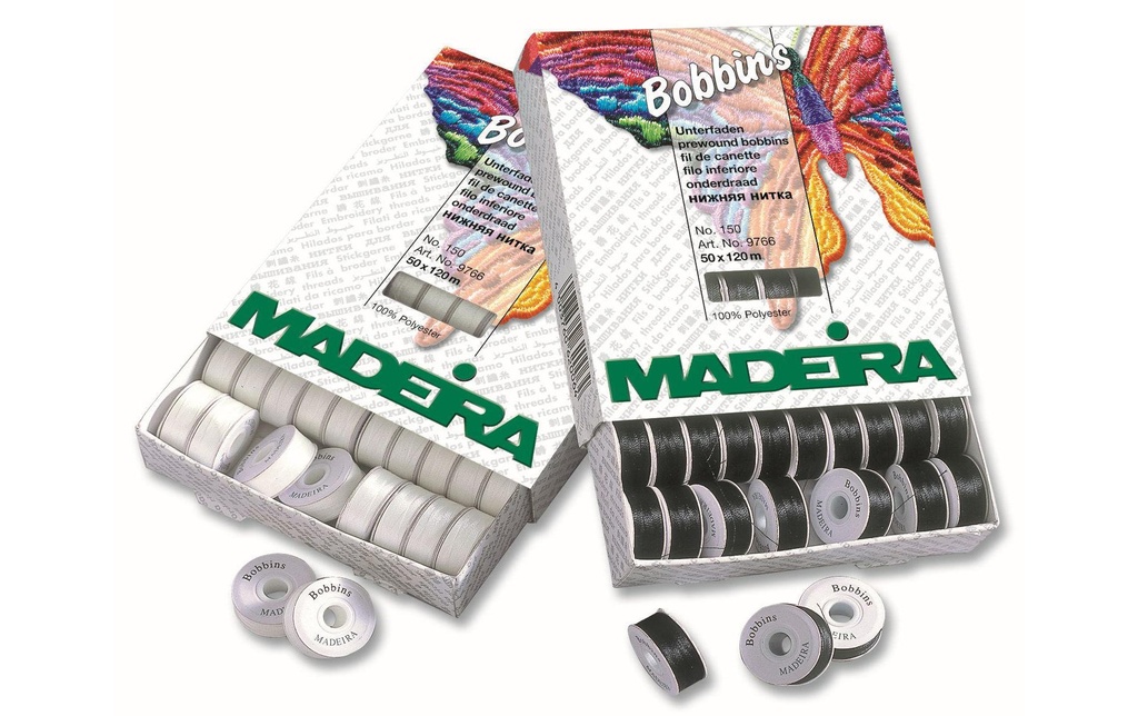 Madeira Fil inférieur Bobbins 50 pièces Noir