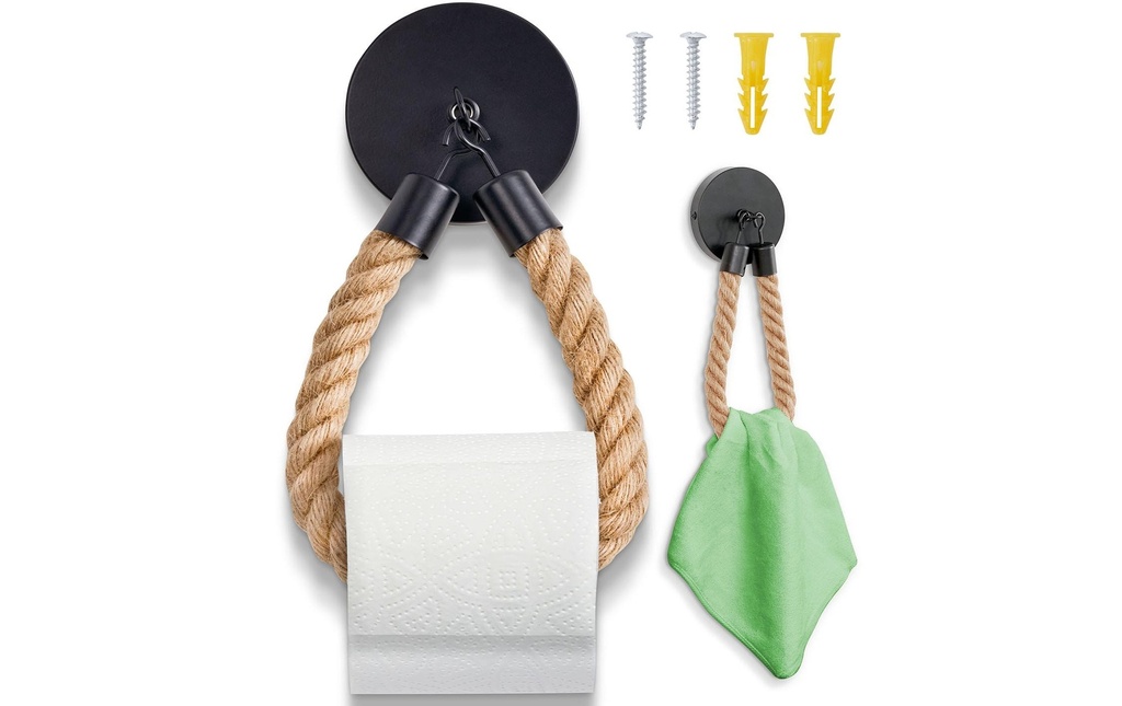 Hennez Porte-rouleau pour papier toilette Nature/Noir