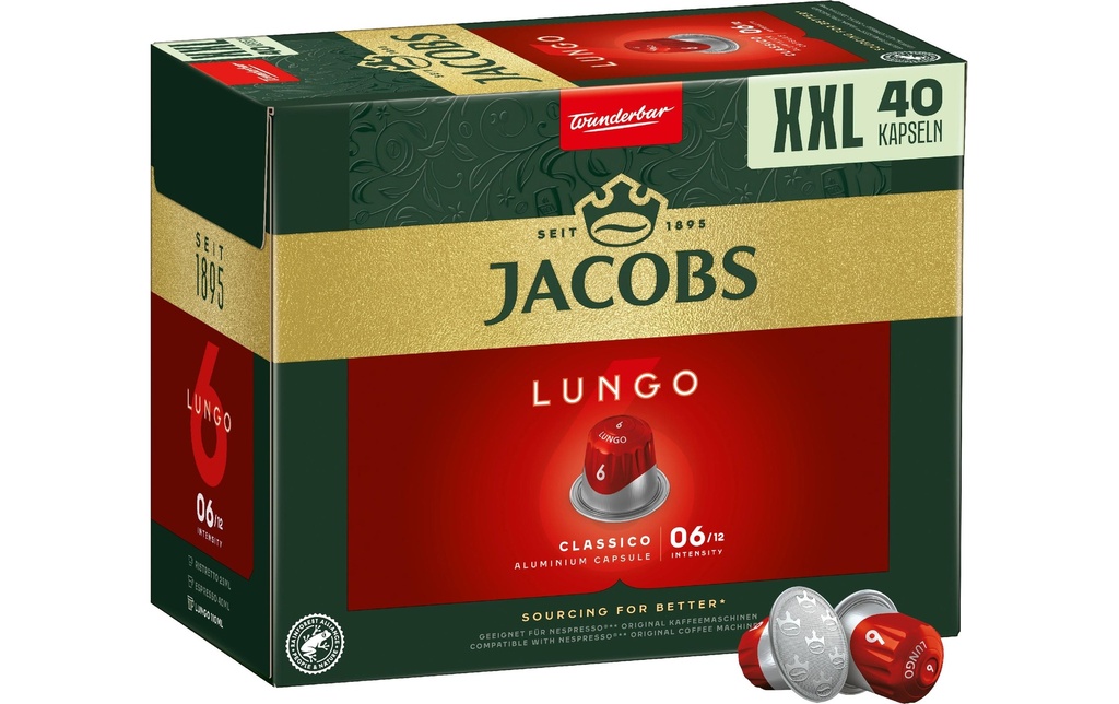 Jacobs Capsules de café Lungo 6 Classico 40 pièces