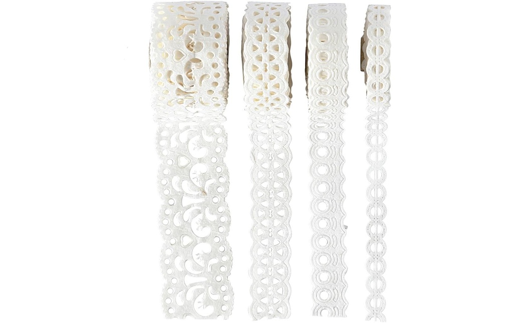 Creativ Company Ruban adhésif décoratif Blanc, 4 rouleaux