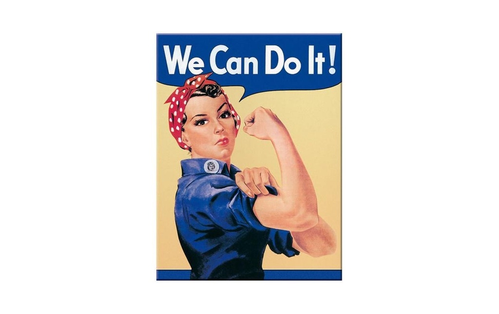 Nostalgic Art Aimant We can do it! 1 Pièce/s, Beige/Bleu/Blanc