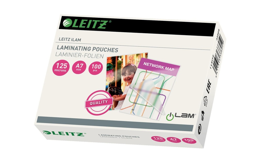 Leitz Film laminé A7, 125 µm, 100 pièces, brillant