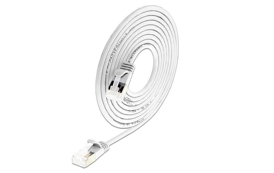 SLIM Câble patch slim RJ-45 - RJ-45, Cat 6A, U/FTP, 7 m, Blanc