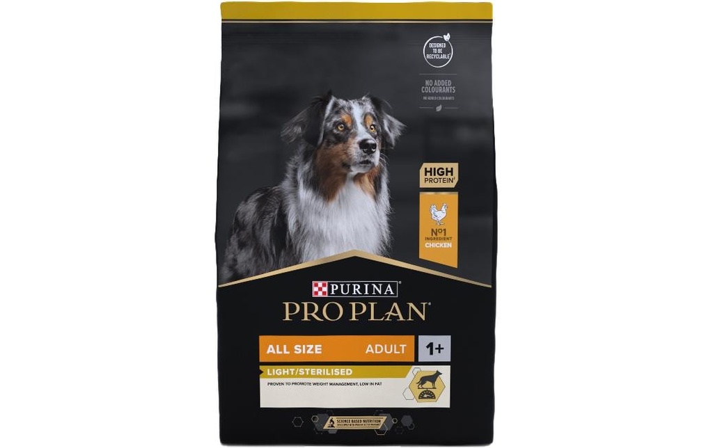 Purina Pro Plan Alimentation sèche All Size Adult Light/Sterilised Poulet, 3 kg