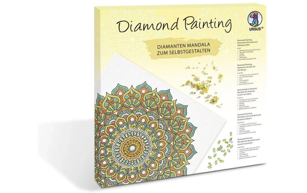 URSUS Kits de bricolage Diamond Painting Mandala 30 x 30 cm