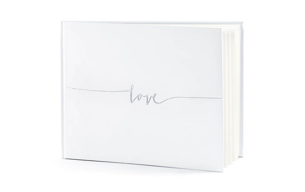 Partydeco Livre d’or Love 24 x 18.5 cm, blanc/argenté