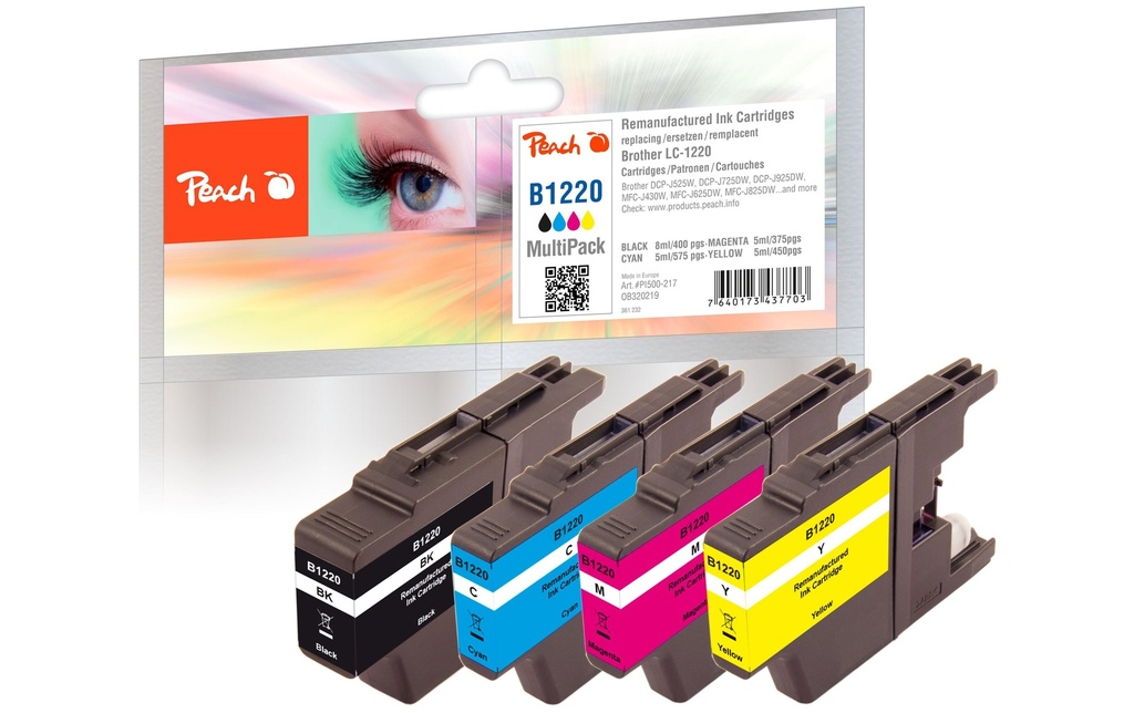 Peach Encre Brother-1220 Mult-Pack noir/Cyan/Magenta/Yellow