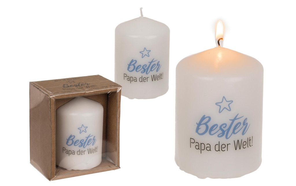 G. Wurm Bougie pilier Bester Papa der Welt 8 x 6 cm, Blanc