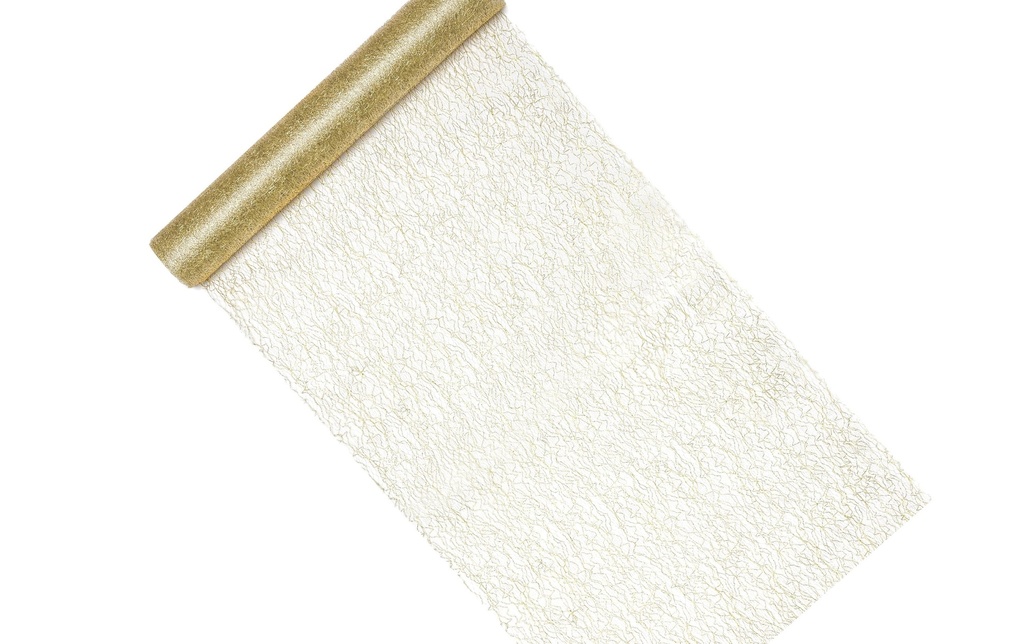Partydeco Chemin de table Réseau à fibres optiques 36 cm x 900 cm, Doré