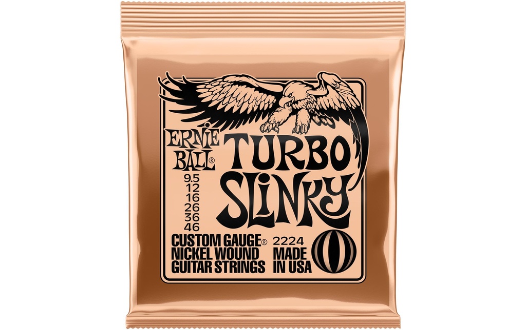 Ernie Ball Cordes de guitare 2224 Turbo Slinky – Turbo 9.5 - 46