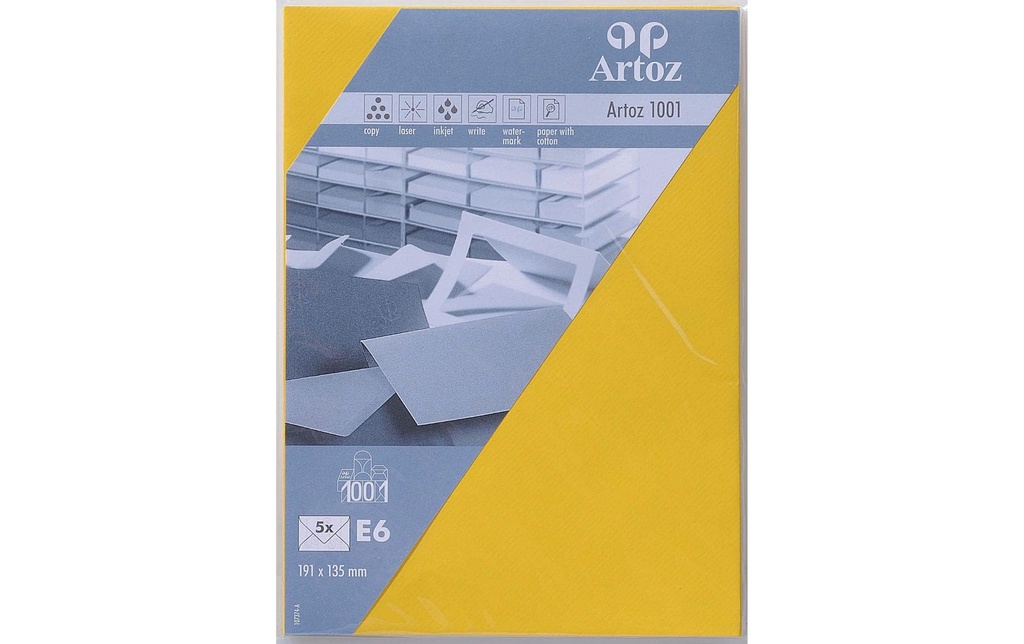 Artoz Enveloppe 1001, E6, 5 Pièce/s, Jaune soleil