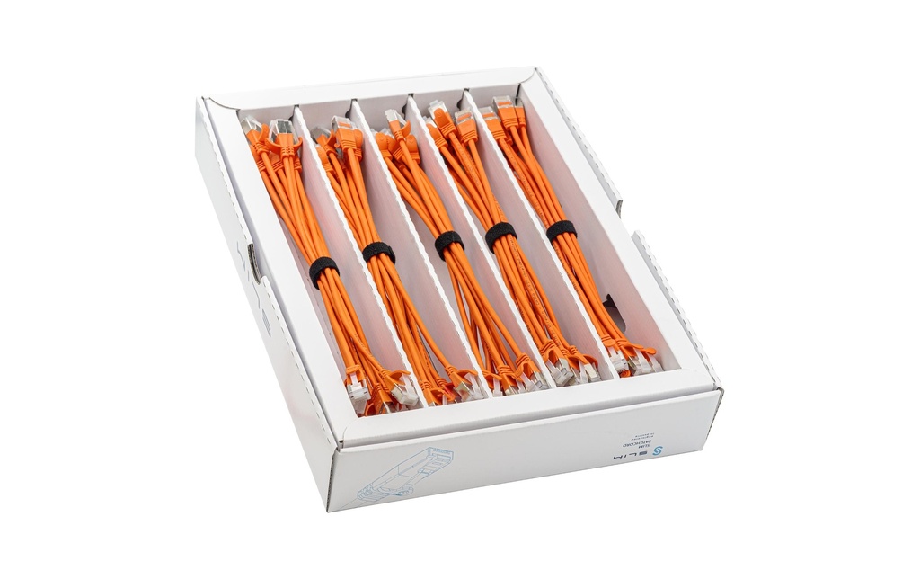 SLIM Câble patch slim RJ-45, Cat 6A, U/FTP, 0.25 m, Orange, 50-Pack