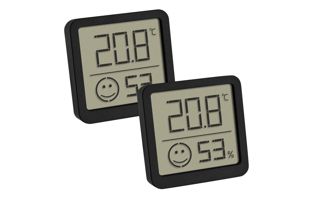 TFA Dostmann Thermo/hygromètre Digital, Noir, set de 2