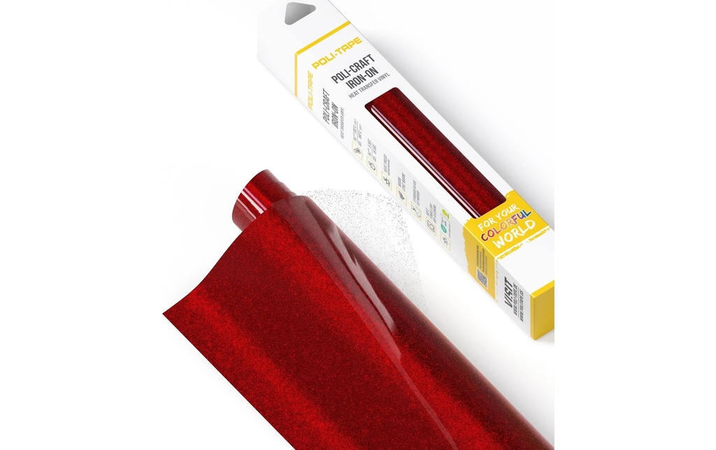 Poli-Tape Film thermocollant Pearl Glitter, 30.5 x 61 cm, rouge