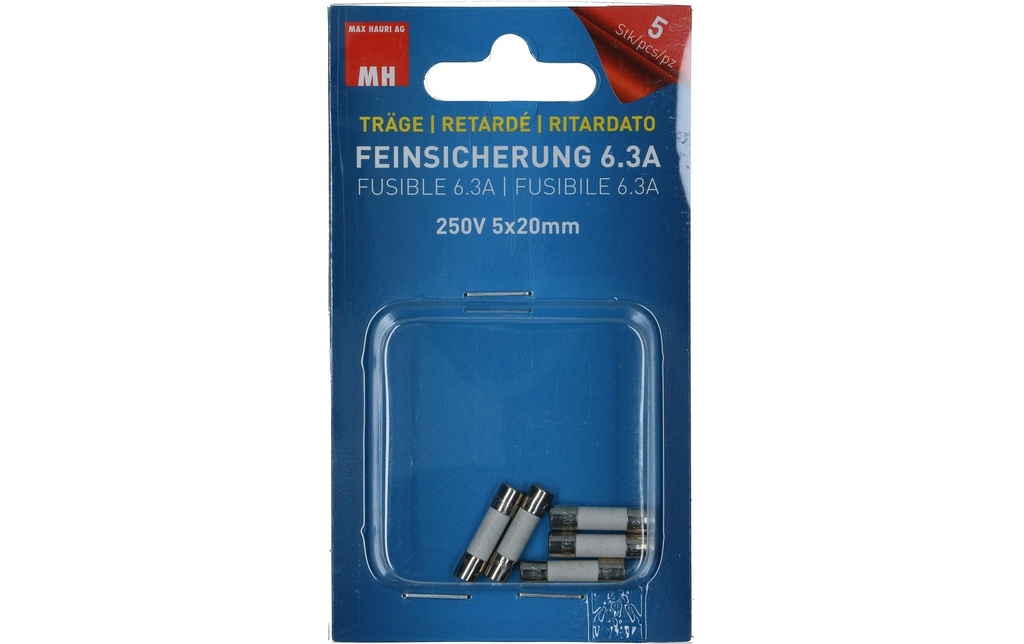 Max Hauri Fusible 5 x 20 mm support 6.3 A, 5 pièces