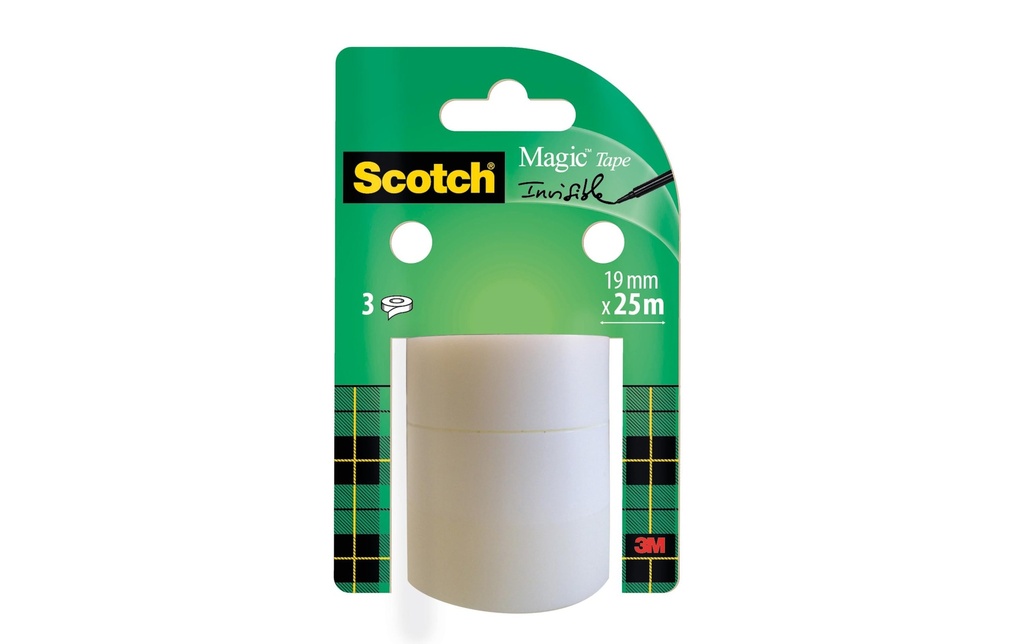 Scotch Ruban adhésif Scotch Magic 19 mm x 25 m, 3 Rollen