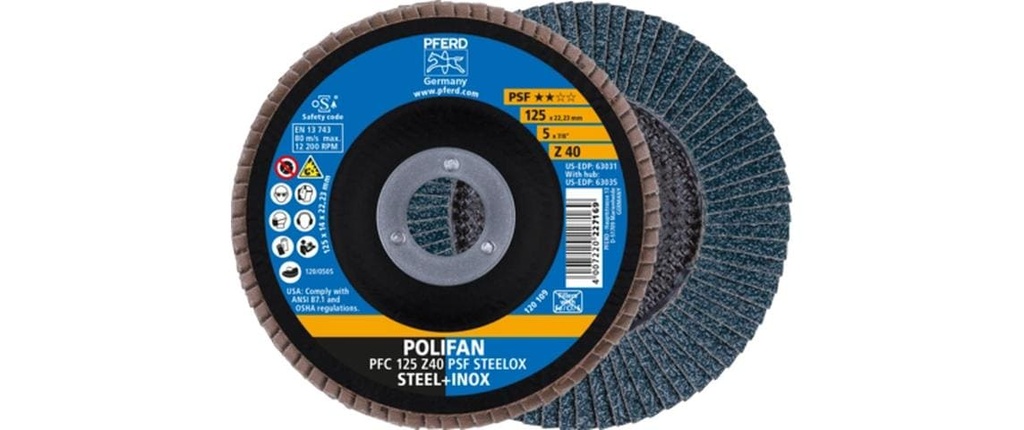 Pferd Disques à lamelles Polifan corindon zirconien PFC 125 x 22.23 mm Z120