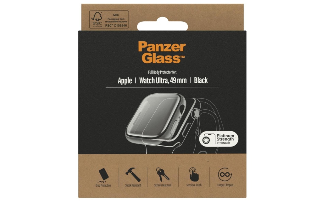 Panzerglass Protection d’écran Full Body Apple Watch Ultra (49 mm) Noir