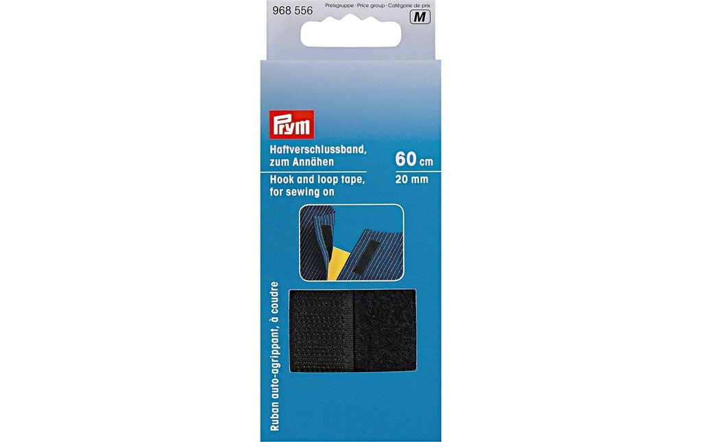 Prym Fermeture à Velcro 60 cm, à coudre, noir