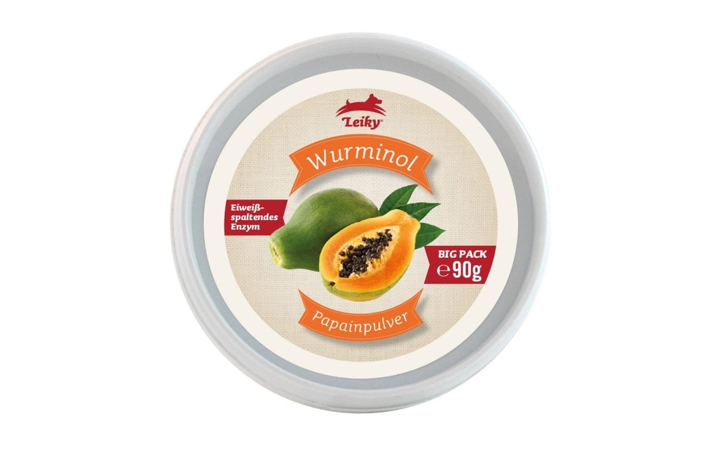 Leiky Supplément alimentaire pour chiens Poudre de papaïne Wurminol, 90 g