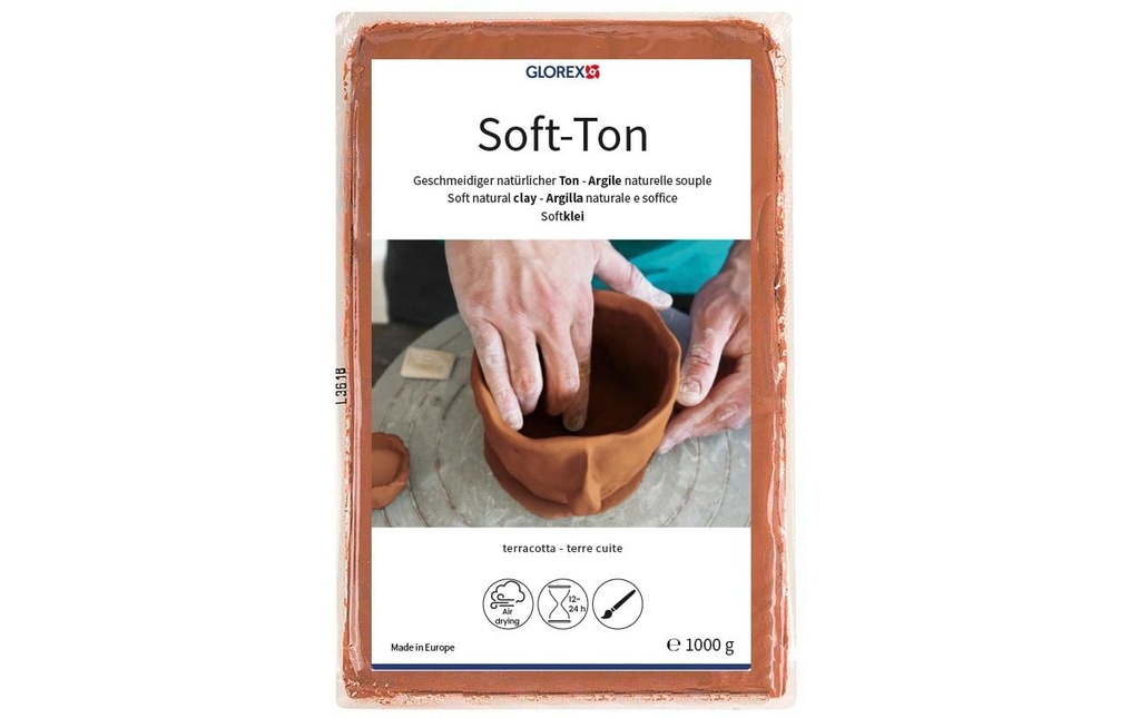 Glorex Matière à modeler Soft-Ton 1000g, Terre cuite
