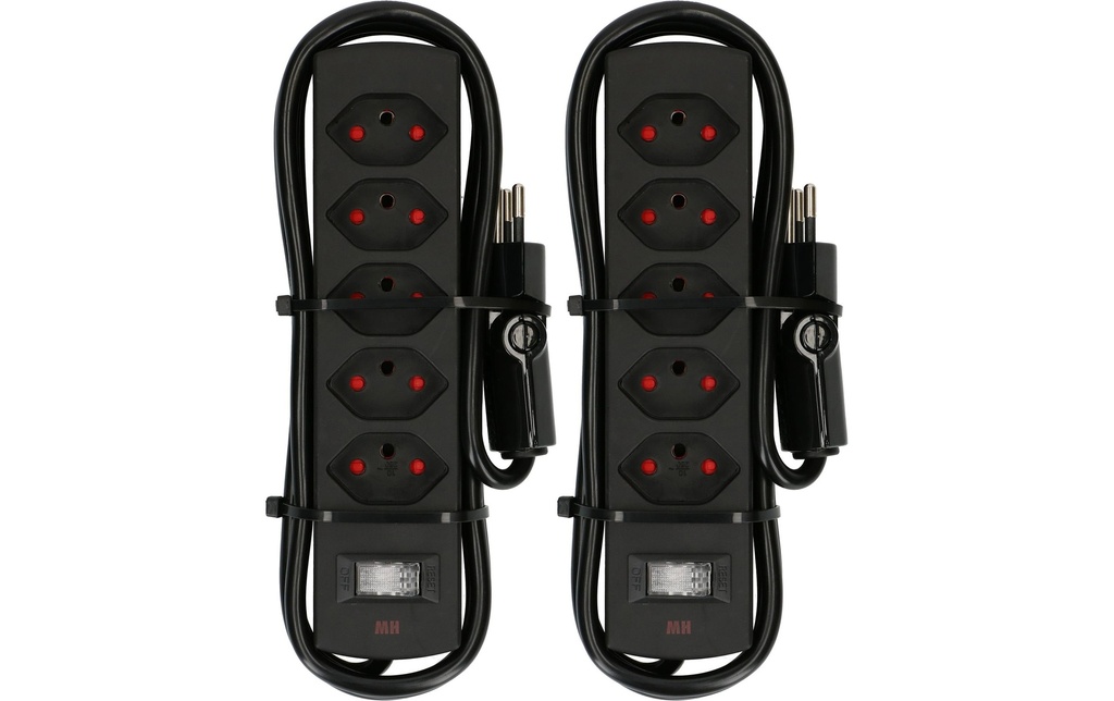 Max Hauri Lot de deux prises multiples 5 x type 13, Safety Line, noir