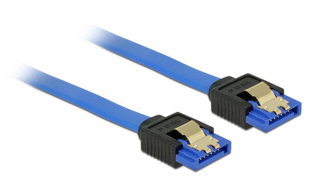 Delock Câble SATA3 50 cm bleu, clip métallique